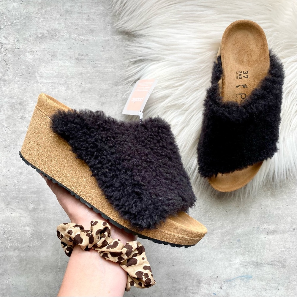 🔥NWT Birkenstock Papillio Namica Teddy Wedge Sandals Women’s 6